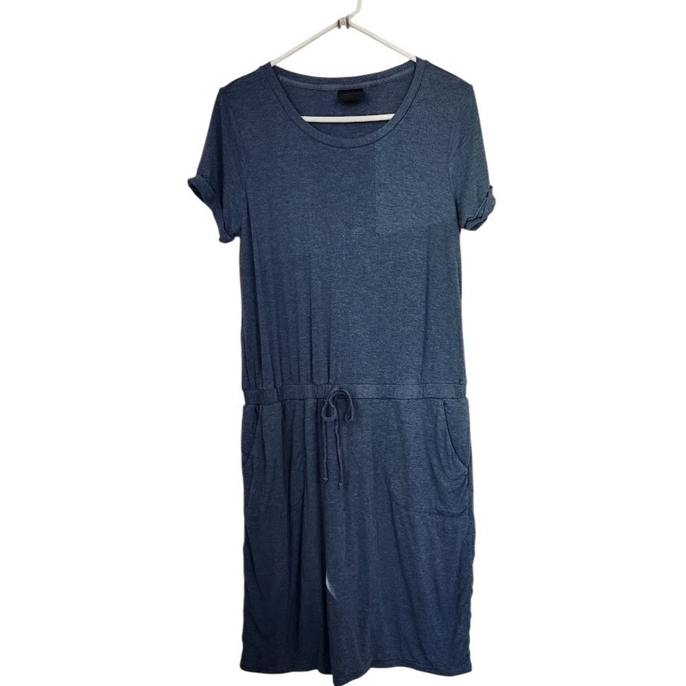 32 Degrees Cool Dress Size Medium Heathered Blue Short Sleeve Pockets Comfy  A26
